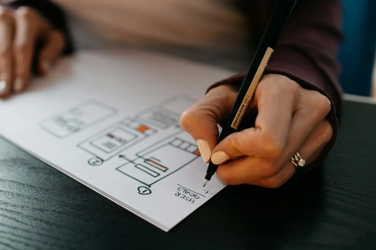 Sketching app wireframes on paper