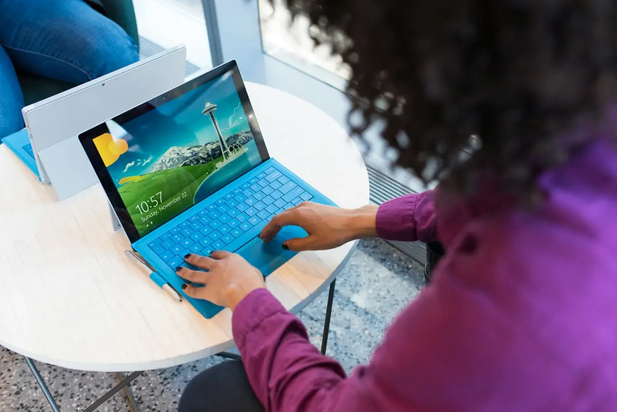 Person using a tablet app