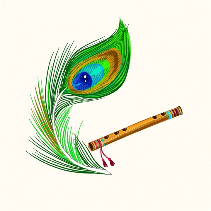 Peacock feather and flute