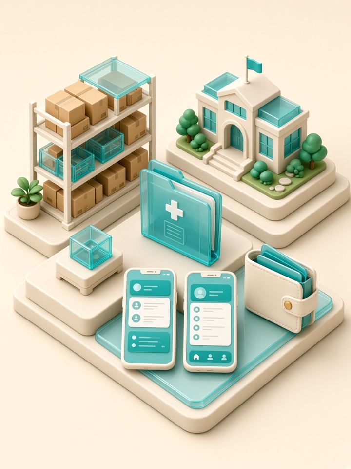 Warehouse, school and two phones for a custom app
