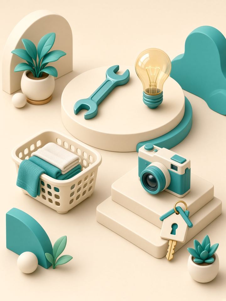 Home service tools, light bulb and camera